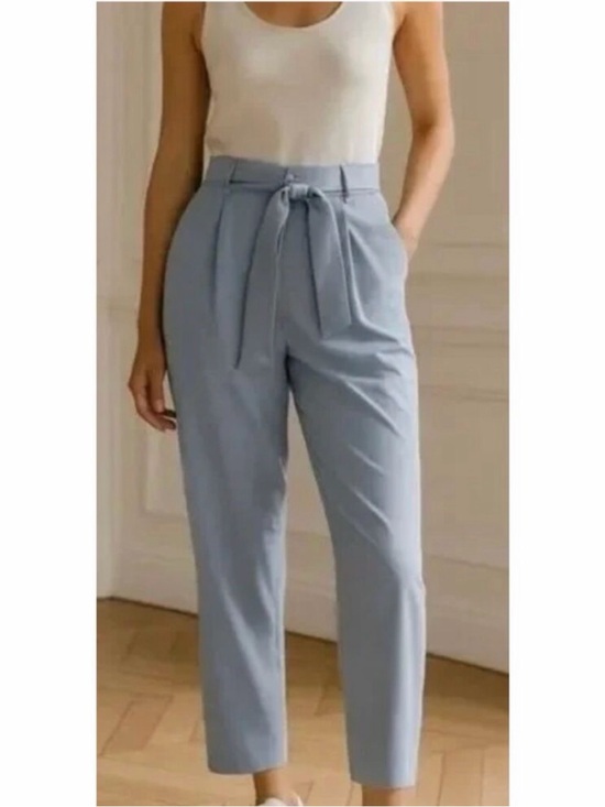 Athleta Pants - Athleta Skyline II Light Blue High-Waist Tie-Belt Straight Pant